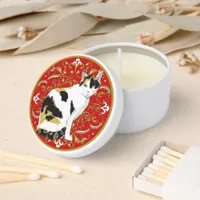 Calico Cat Elegant Red and Gold Design Mini Candle Favors