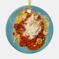Personalized Spaghetti Christmas Ceramic Ornament