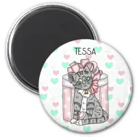 Personalized cute Kitten Pink Bow   Magnet