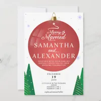 Merry Married Photo Modern Christmas Star Wedding Invitation