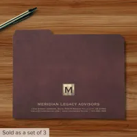 Luxe Monogram Burgundy File Folders