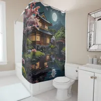 Tranquil Reflections: Blossoms bathroom Shower Curtain