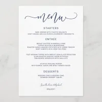 Bounce Calligraphy Swirly (Navy Blue) Wedding Menu