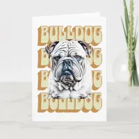 English Bulldog with Retro Font Card