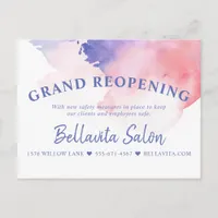 Watercolor Pink Purple Salon Grand Reopening Postcard