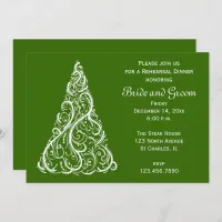 Green Christmas Winter Wedding Rehearsal Dinner Invitation