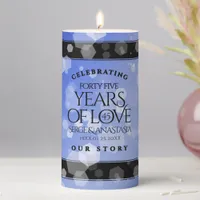 Elegant 45th Sapphire Wedding Anniversary Pillar Candle