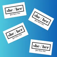 She Her Framed  Rectangular Sticker