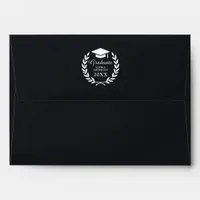 Classic Custom Black Graduation School Emblem Logo Envelope