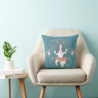 Adorable rabbit and mushrooms throw pillow