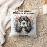 Cocker Spaniel Day Celebration Throw Pillow