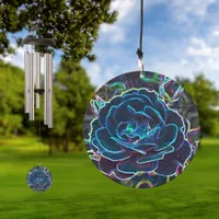 Swirly Blue Neon Rose Wind Chime