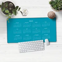 2025 Modern Teal Blue Calendar Desk Mat