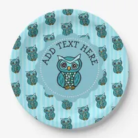 Teal and Blue Owl Paper Plates