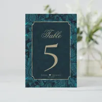 Formal Paisley Table Numbers Dark Teal ID767