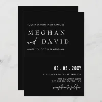 Elegant Handwritten Simple Black Wedding  Invitation