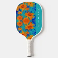 colorful orange sunflowers stylish modern art  pickleball paddle