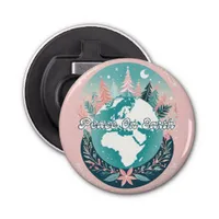 Elegant Pink Aqua Festive Peace on Earth Christmas Bottle Opener