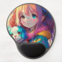 Anime Girl with Puppy Gel Mouse Pad