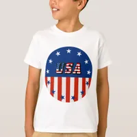 USA - American Flag and Stars in Circle T-Shirt