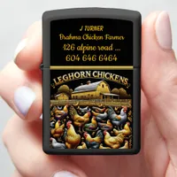 Vibrant Display of Leghorn Chickens on a Farmyard Zippo Lighter