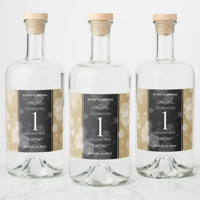 Elegant 1st Paper Wedding Anniversary Celebration Liquor Bottle Label