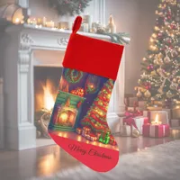 Traditionally Vintage style Christmas tree  Christmas Stocking