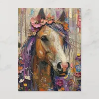 Gorgeous Horse With Flowers Postcard