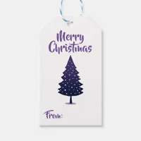 Purple Christmas Tree Merry Christmas Gift Tag