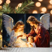 Angels with Child Nativity Christmas Holiday Card