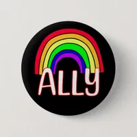 LGBTQIA+ Ally | Cute Rainbow and Heart Pride  Button