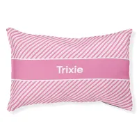 Pink and White Diagonal Stripe Personalized Pet Bed