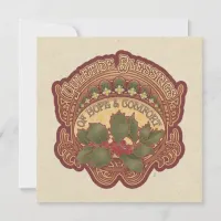 Yuletide Blessings Holiday Card Square or Round