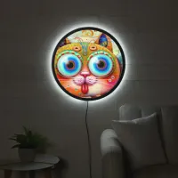 Colorful Fantasy Cat sticking out its Tongue LED Sign