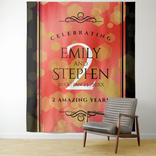 Elegant 2nd Garnet Wedding Anniversary Celebration Tapestry