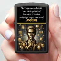 Golden Lawyer Ponders Digital Justice Zippo Lighter