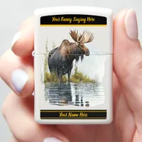 Moose wades in peaceful northern lake zippo lighter