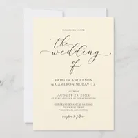 Luxury Cream Wedding Elegant Calligraphy Script Invitation