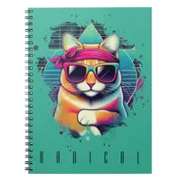 Retro Radical Cat with Bandana and Sunglasses Notebook