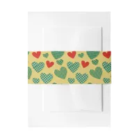 Red & Green Hearts Ribbon Invitation Belly Band