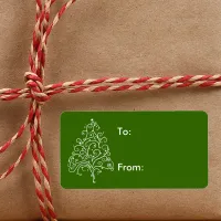 White Christmas Tree on Green Gift Tag