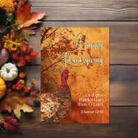 Fall Drops Turkey 2Samuel Quote Happy Thanksgiving Card