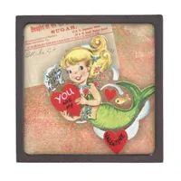 Vintage Valentine Mermaid Collage Gift Box