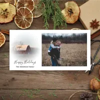 Snow Covered Country Barn Happy Holidays Holiday Card