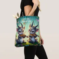 Cute Saolas Playing Violas in a Magical Forest Tote Bag