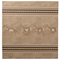 Southwest Pronghorn Antelope Herd Brown Border Cloth Napkin