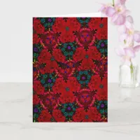 Floral Red & Blue Kaleidoscope Friend Birthday Card