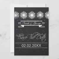 snowflakes chalkboard winter wedding save the date