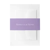 Simple Minimalist Elegant Lavender Text Wedding Invitation Belly Band