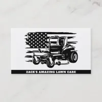 *~* US Flag Lawn Mower Black White Lawn Care  Business Card